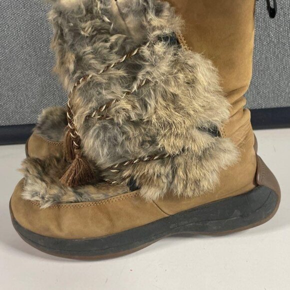 ULU Boots Women Size 7 Brown Leather Rabbit Fur Primaloft 200g Insulation - Picture 1 of 6